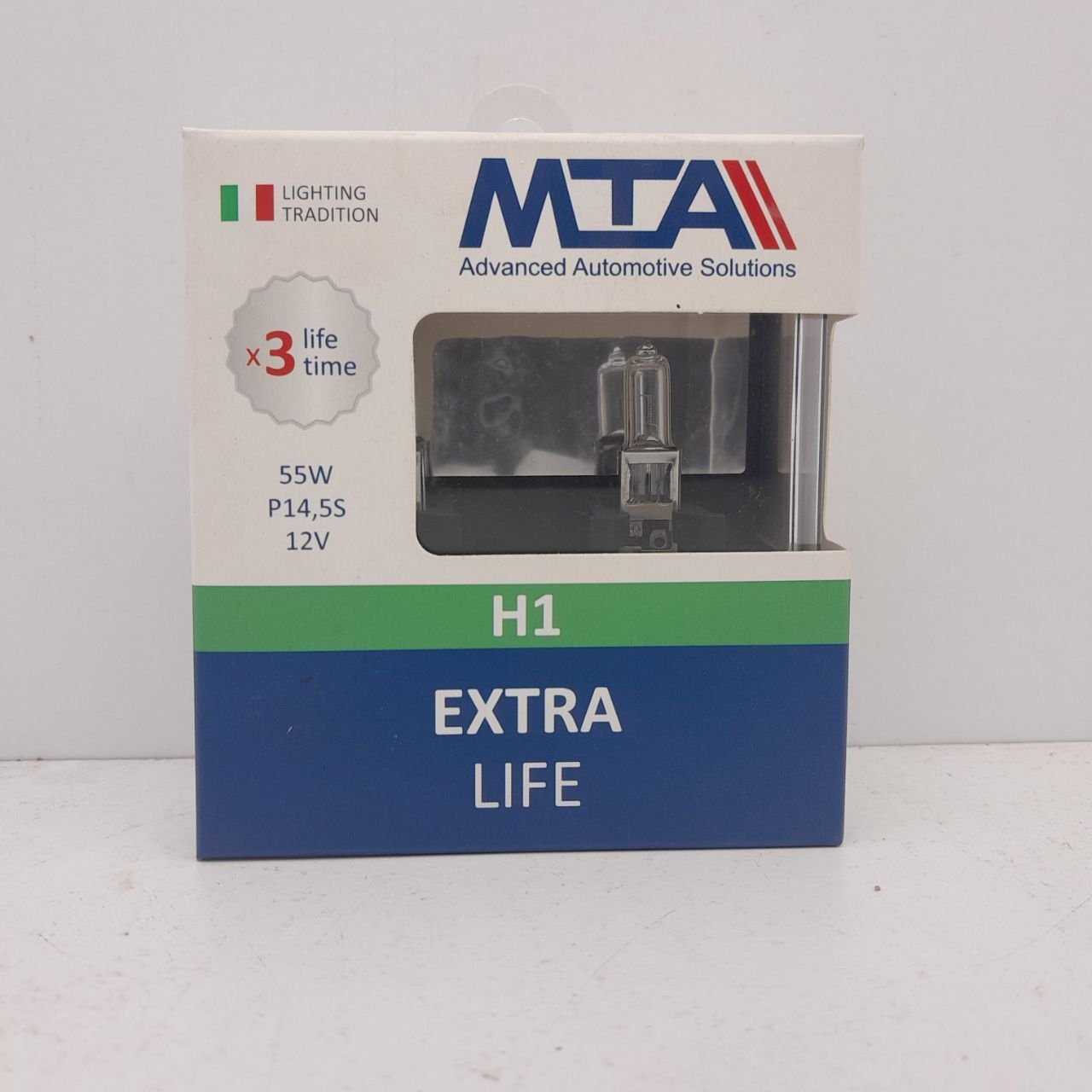 Лампа галогенна MTA H1 12V 55W P14.5S EXTRA LIFE (2 шт.) (80115 ELB2)