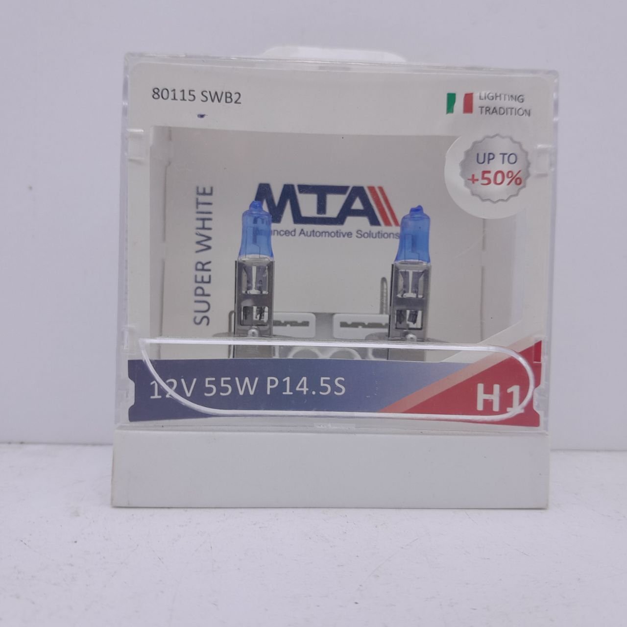 Лампа галогенна MTA H1 12V 55W P14.5S SUPER WHITE +50% (2 шт.) (80115 SWB2)