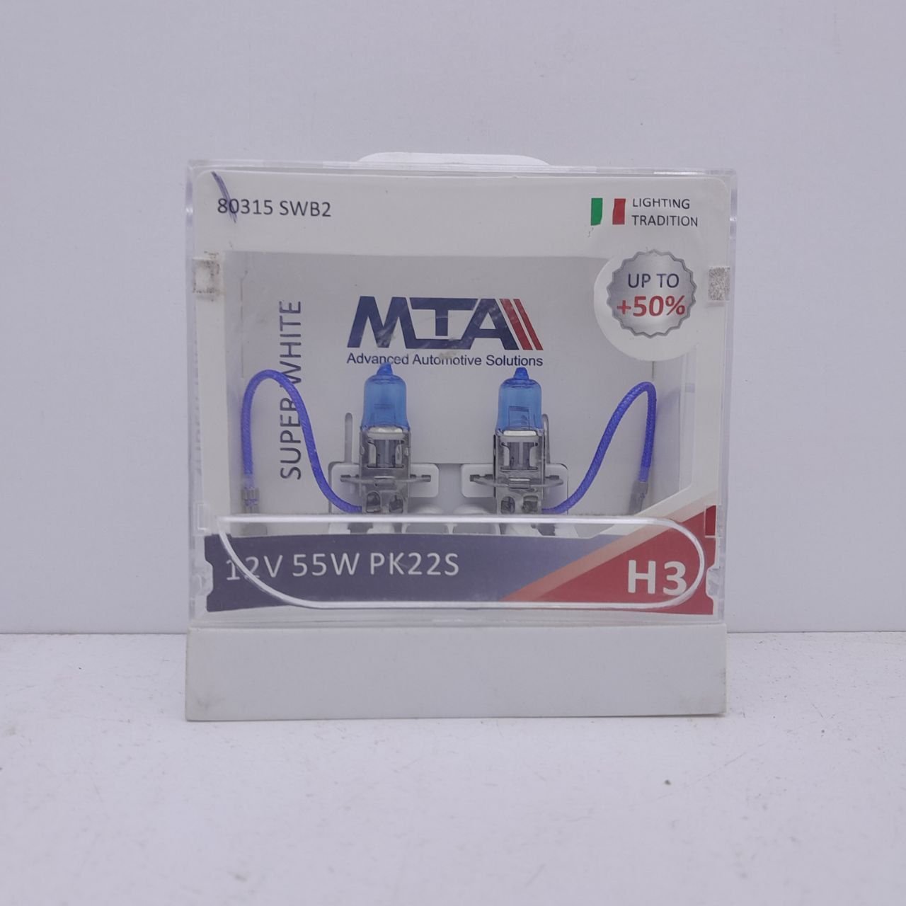 Лампа галогенна MTA H3 12V 55W PK22S SUPER WHITE +50% (2 шт.) (80315 SWB2)