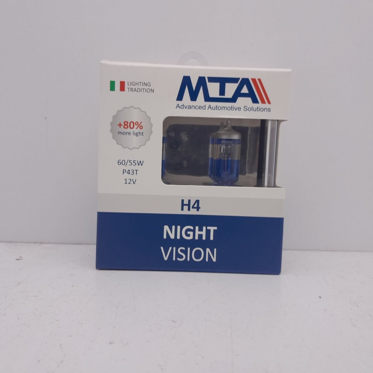 Лампа галогенна MTA H4 12V 60/55W P43T NIGHT VISION +80%  (2 шт.) (84163 NVB2)