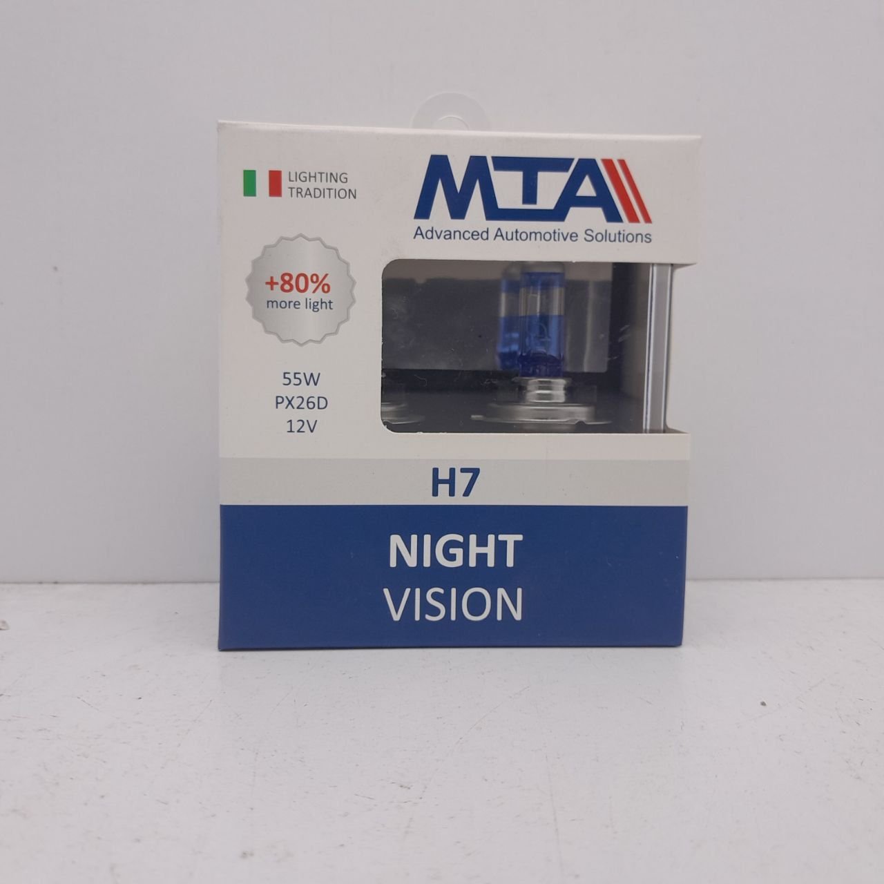 Лампа галогенна MTA H7 12V 55W PX26D NIGHT VISION +80%  (2 шт.) (80715 NVB2)